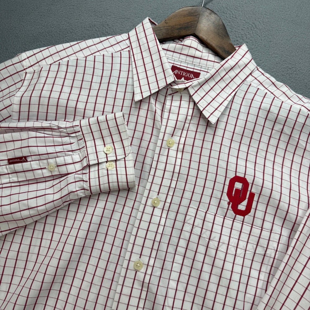 Oklahoma Sooners Button Down Shirt Mens XL White/Red NCAA Gameday Crimson Preppy